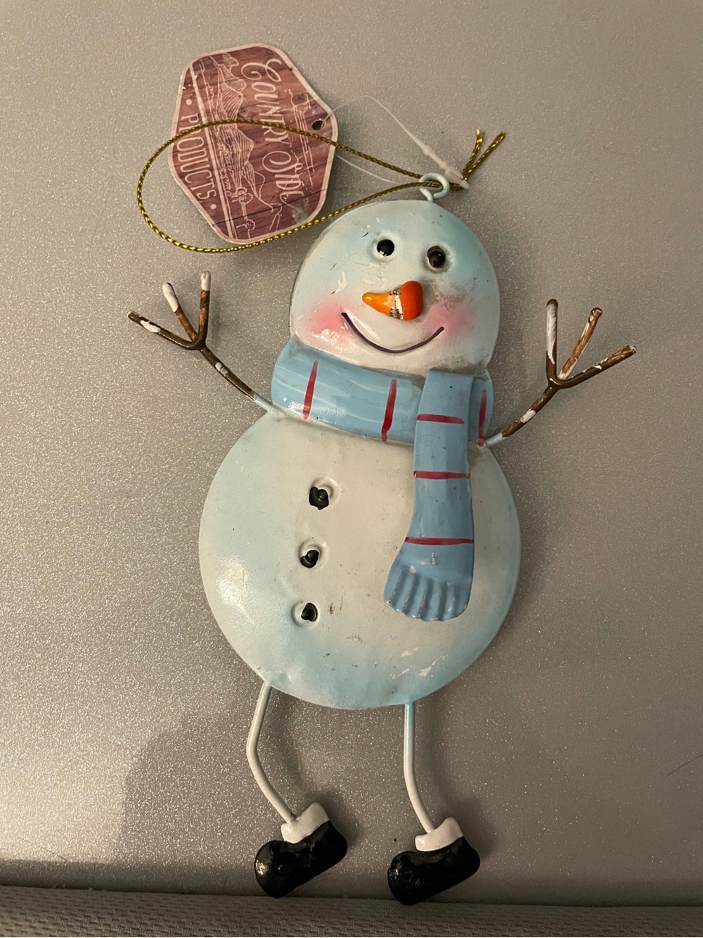 COUNTRY SIDE PRODUCTS Metal Snowman Christmas Tree Ornament Hanging Decor NWT - Picture 2 of 9